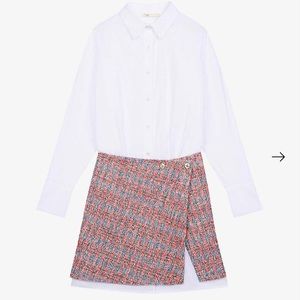 Maje Rajari long sleeve mixed media layered minidress